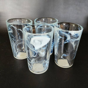 Set of Four Vintage White Swirl Spun Hand Blown Glasses -Better Homes & Gardens